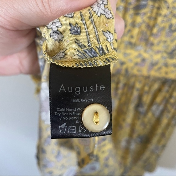 Auguste x Revolve Valentina Tie Sleeve Mini Dress Yellow Floral Print Size 4 - Picture 13 of 13